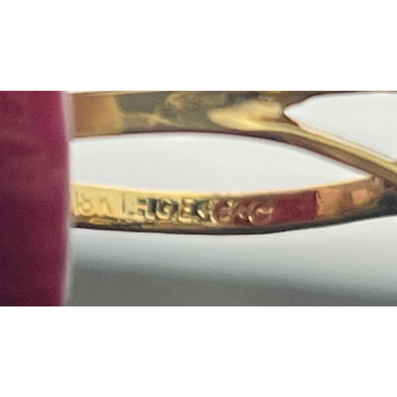 18K HGE Tigers Eye Cabochon Ring Yellow Gold Modern Bypass Design Fine Jewelry - Picture 5 of 6